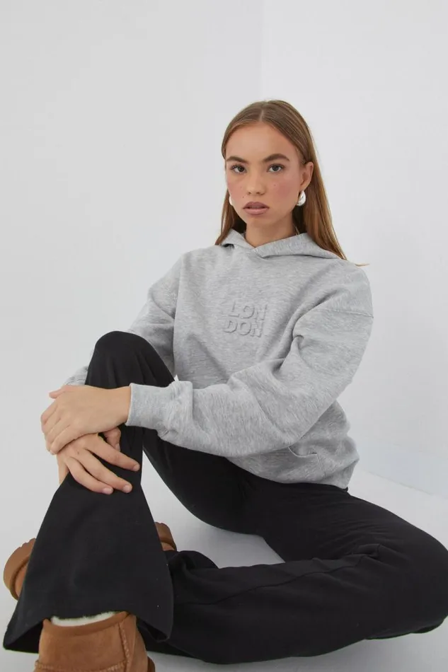 Clothing Supr Hoodies and Trackies Paige Oversized Printed Hoodie Grey Marlelondon