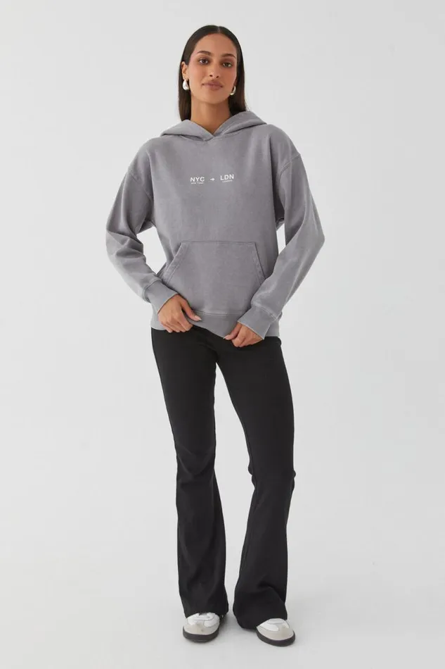 Clothing Supr Hoodies and Trackies Paige Oversized Printed Hoodie Washed New York Greynyc To Ldn