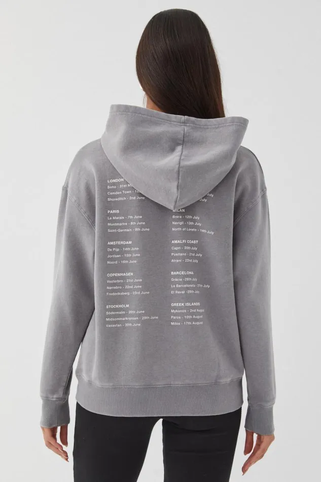 Clothing Supr Hoodies and Trackies Paige Oversized Printed Hoodie Washed New York Greynyc To Ldn