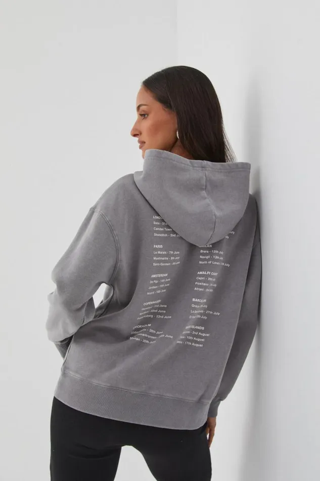 Clothing Supr Hoodies and Trackies Paige Oversized Printed Hoodie Washed New York Greynyc To Ldn