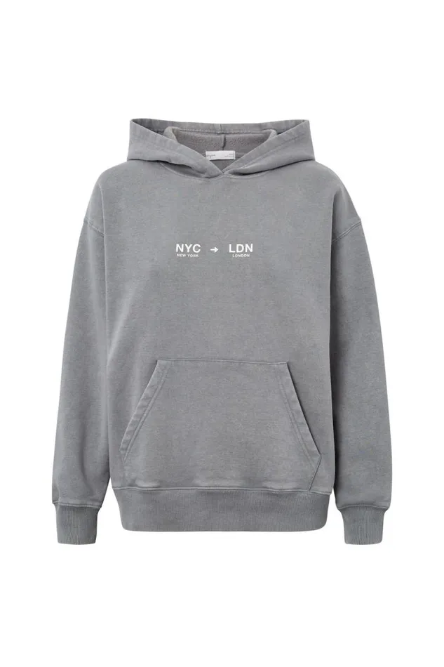 Clothing Supr Hoodies and Trackies Paige Oversized Printed Hoodie Washed New York Greynyc To Ldn