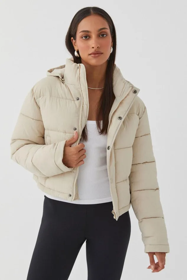 Clothing Supr Jackets and Puffers Recycled Puffer Jacket Beige Buff