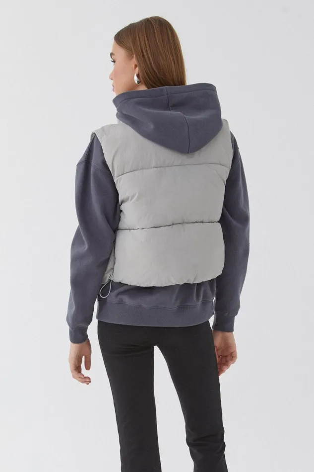 Clothing Supr Jackets and Puffers Recycled Puffer Vest Gravel Grey