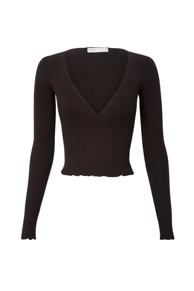 Clothing Supr Knitwear Lani Wrap Knit Top Black