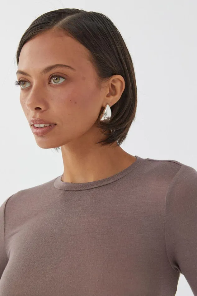 Clothing Supr Knitwear Margot Knit Long Sleeve Top Brown Carob