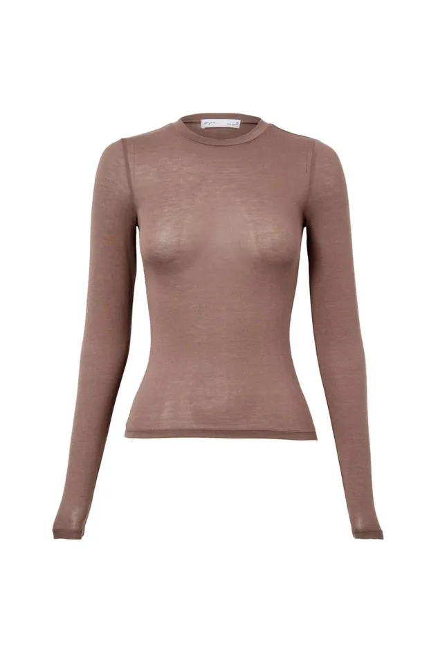 Clothing Supr Knitwear Margot Knit Long Sleeve Top Brown Carob