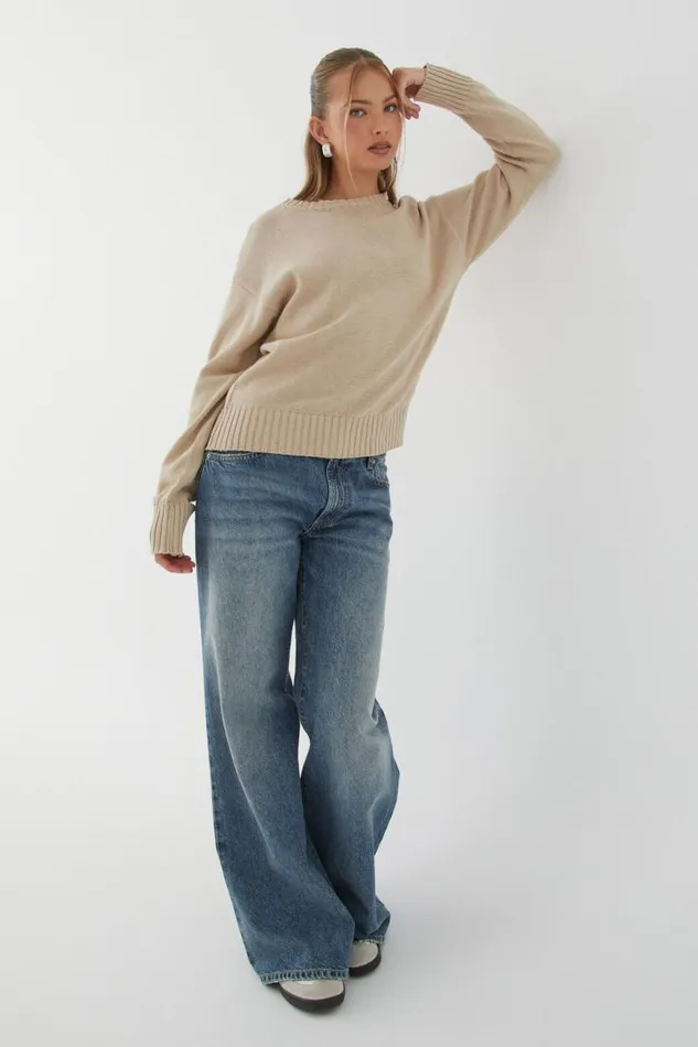 Clothing Supr Knitwear Zoey Crew Neck Jumper London Beige