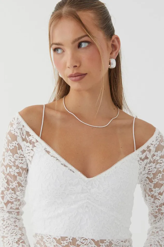 Clothing Supr Long Sleeve Tops Annie Lace Long Sleeve Top Summer White
