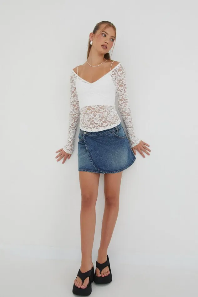 Clothing Supr Long Sleeve Tops Annie Lace Long Sleeve Top Summer White