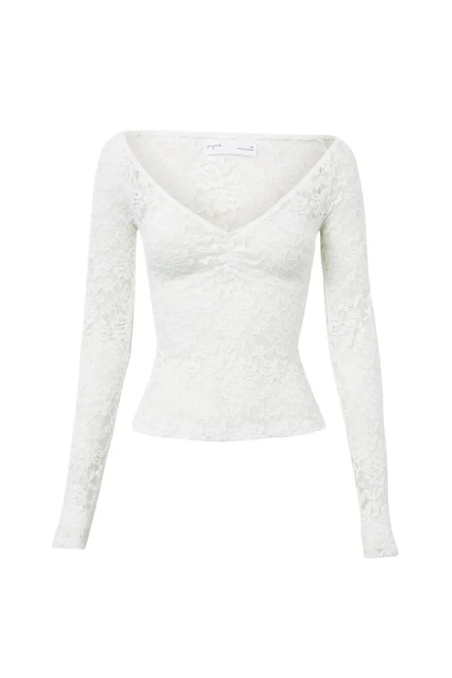 Clothing Supr Long Sleeve Tops Annie Lace Long Sleeve Top Summer White