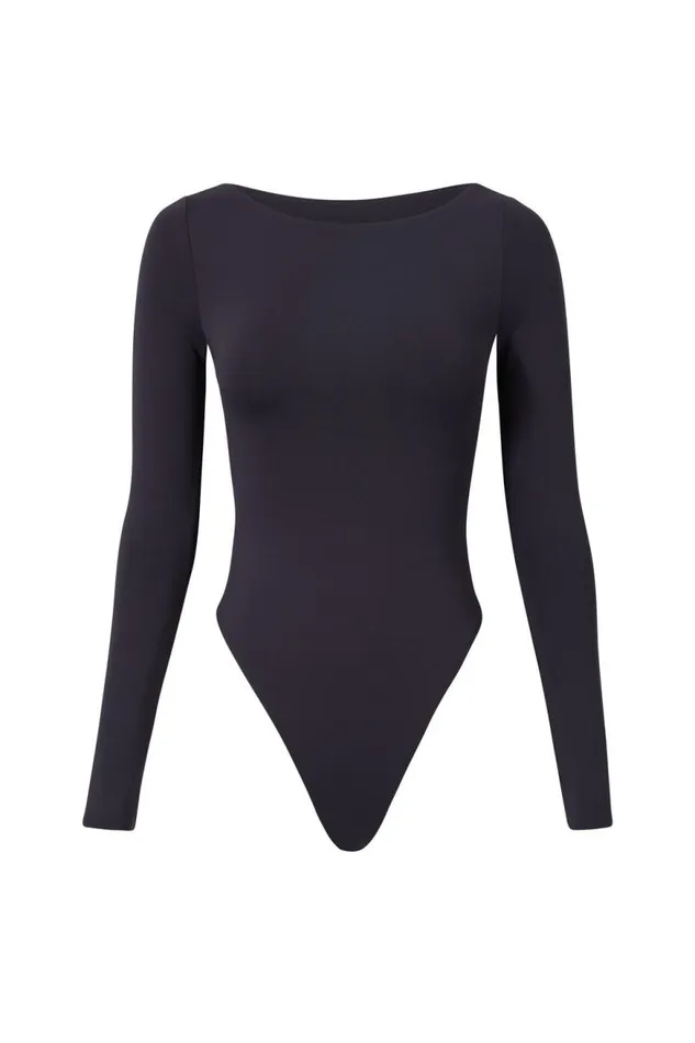 Clothing Supr Luxe Essentials Luxe Backless Long Sleeve Bodysuit Gunmetal