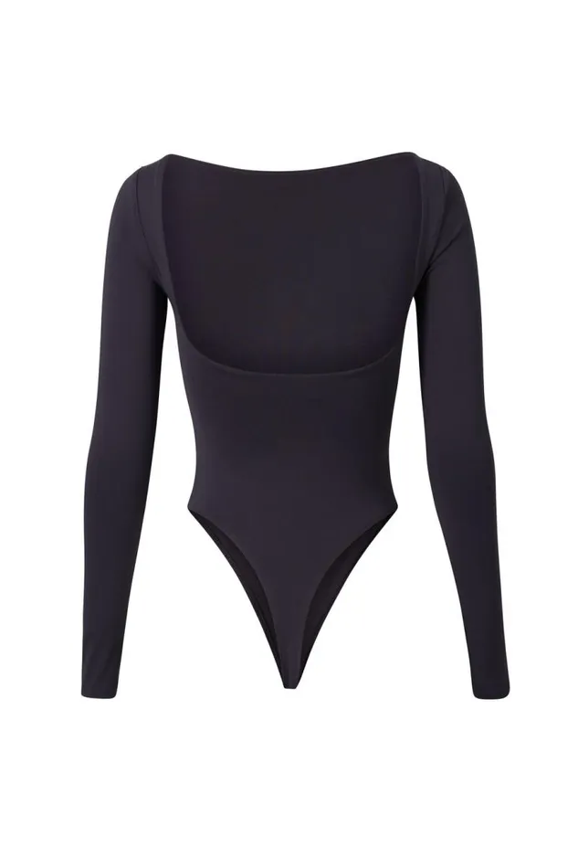 Clothing Supr Luxe Essentials Luxe Backless Long Sleeve Bodysuit Gunmetal