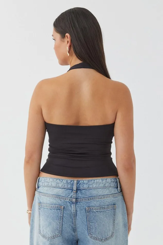 Clothing Supr Luxe Essentials Luxe Halter Top Black