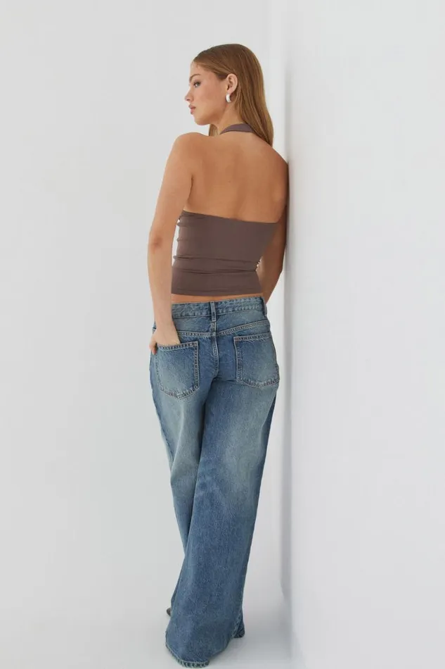 Clothing Supr Luxe Essentials Luxe Halter Top Brown Carob