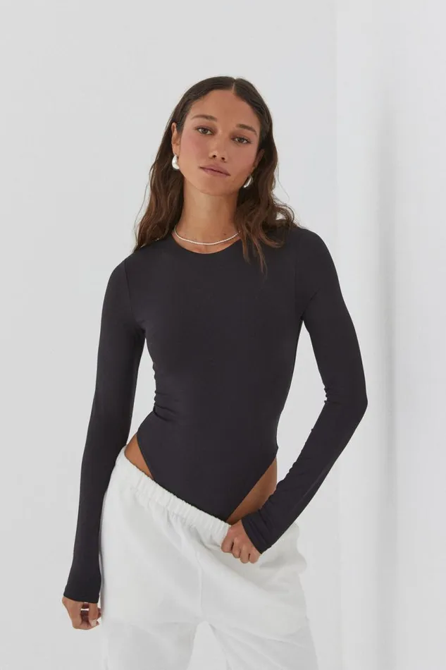 Clothing Supr Luxe Essentials Luxe Long Sleeve Bodysuit Black