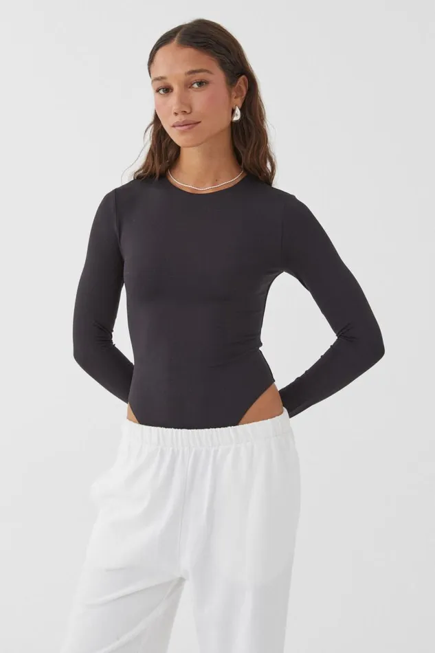 Clothing Supr Luxe Essentials Luxe Long Sleeve Bodysuit Black