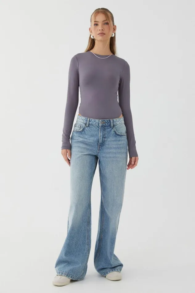 Clothing Supr Luxe Essentials Luxe Long Sleeve Bodysuit Iron Grey
