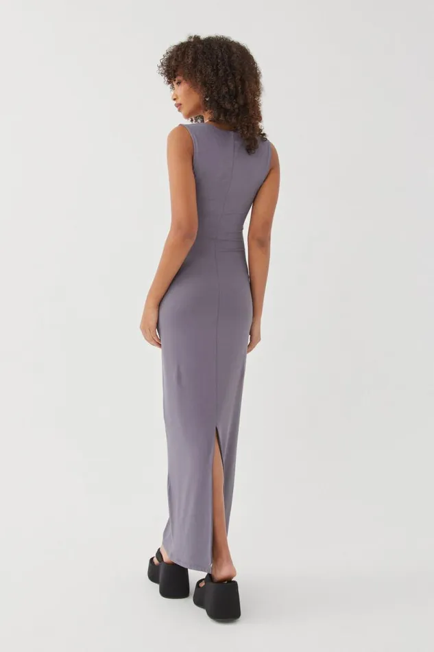 Clothing Supr Luxe Essentials Luxe Open Neck Maxi Dress Iron Grey