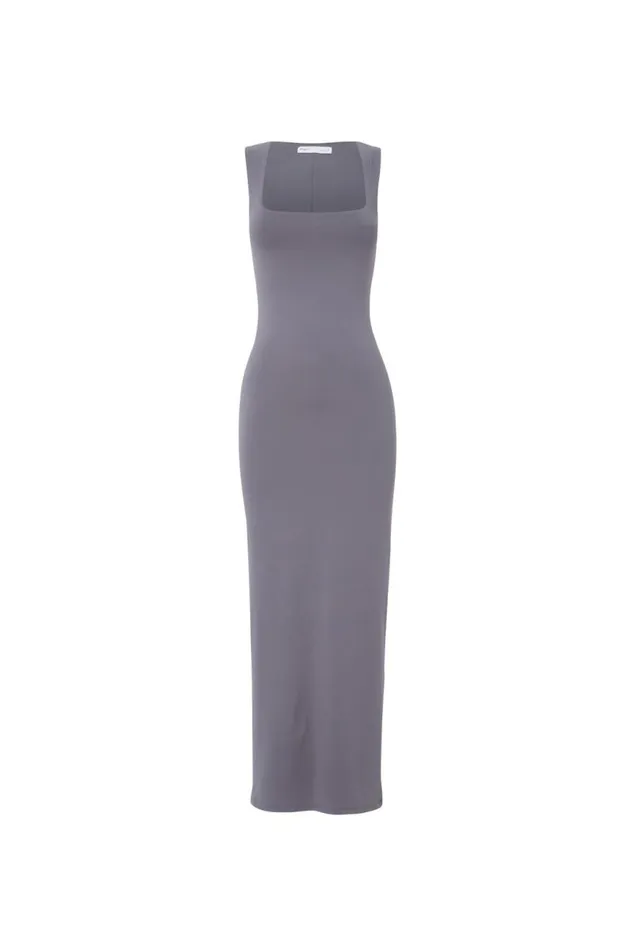Clothing Supr Luxe Essentials Luxe Open Neck Maxi Dress Iron Grey