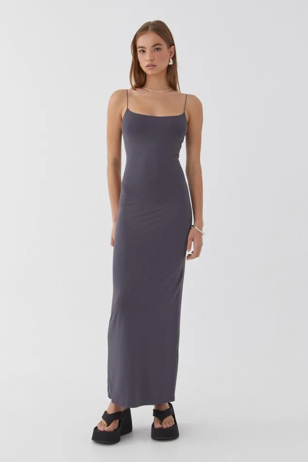 Clothing Supr Luxe Essentials Luxe Sleeveless Maxi Dress Gunmetal