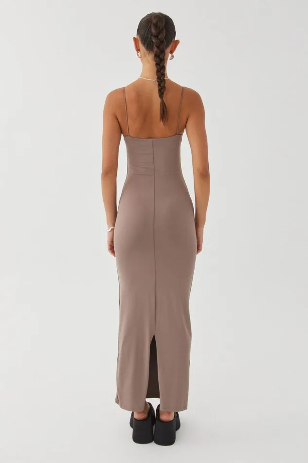 Clothing Supr Luxe Essentials Luxe Sleeveless Maxi Dress Mink Brown