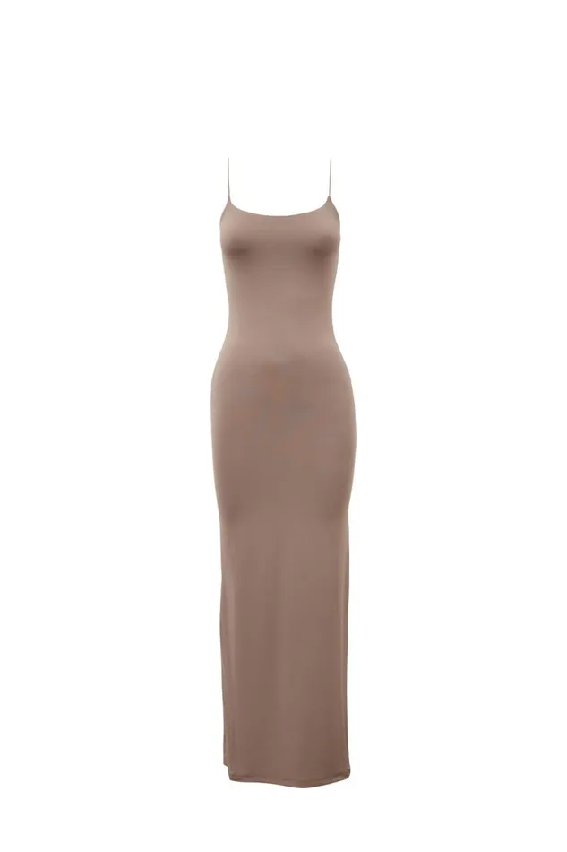 Clothing Supr Luxe Essentials Luxe Sleeveless Maxi Dress Mink Brown