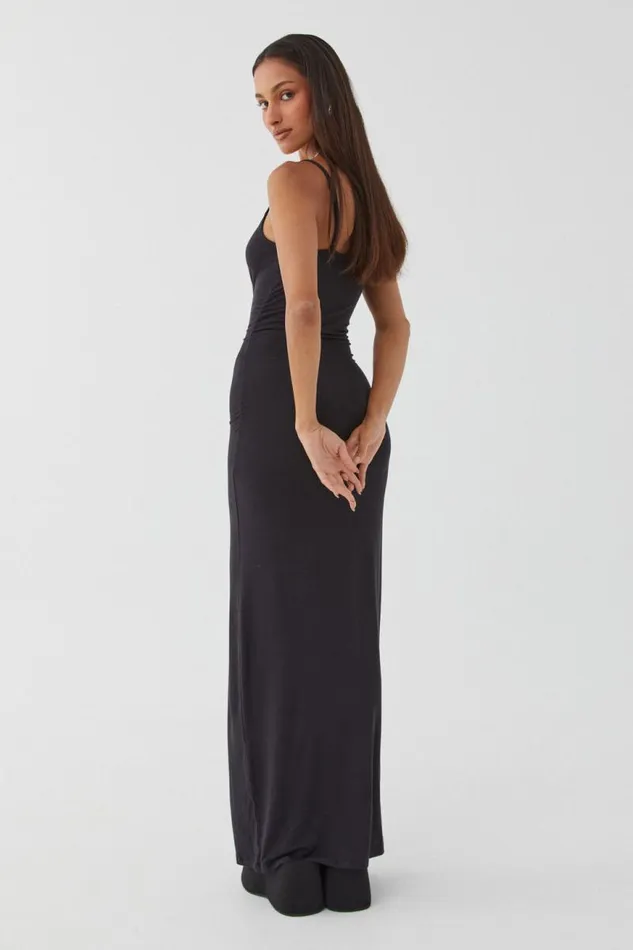Clothing Supr Maxi Dresses Soft Strappy Ruched Maxi Dress Black