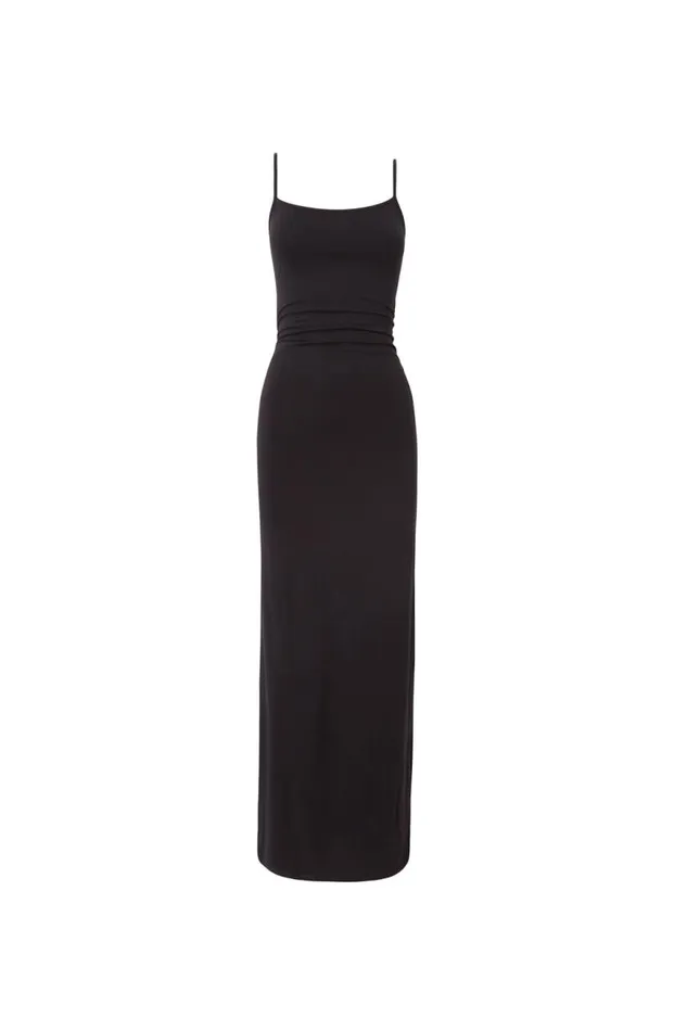 Clothing Supr Maxi Dresses Soft Strappy Ruched Maxi Dress Black