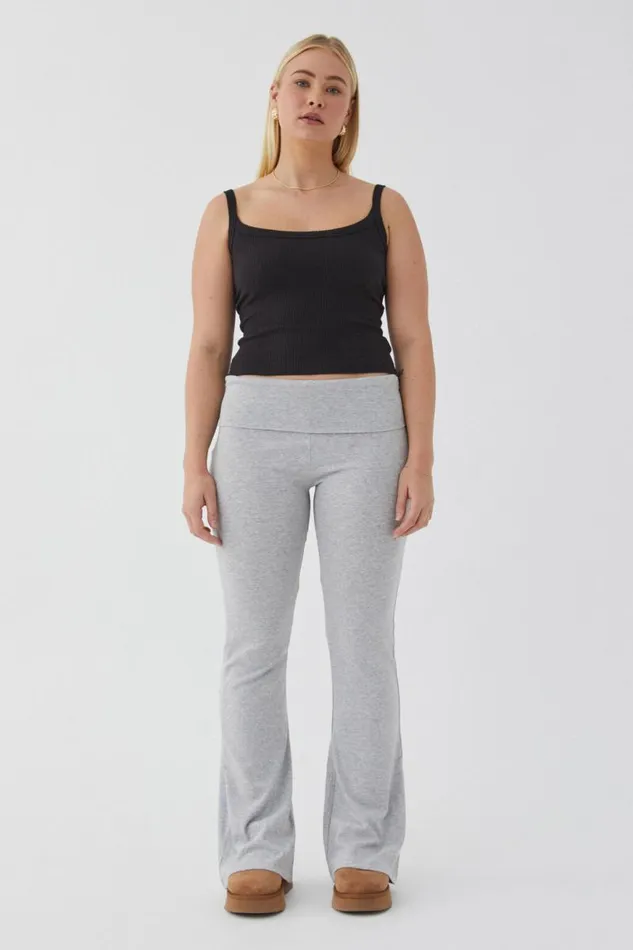 Clothing Supr Pants Fold Back Flare Pant Grey Marle