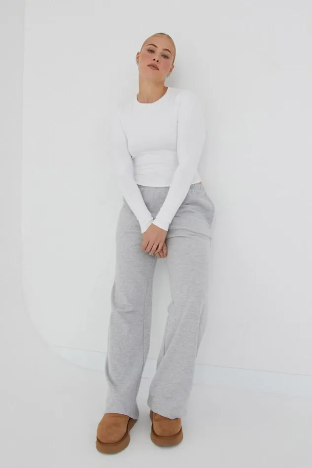 Clothing Supr Pants Relaxed Wide Leg Track Pant Silver Grey Marle