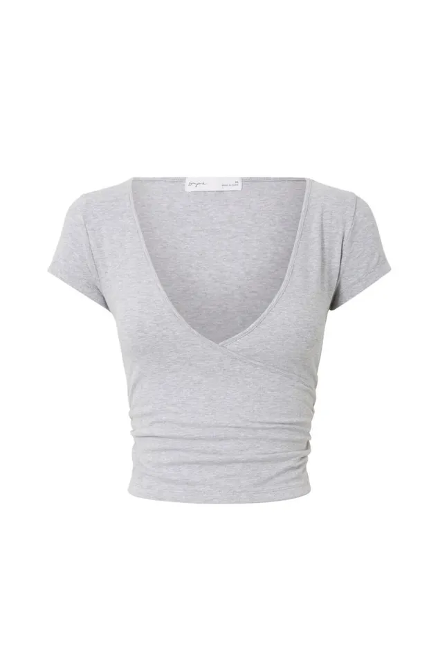 Clothing Supr T Shirts Evie Wrap Top Silver Grey Marle