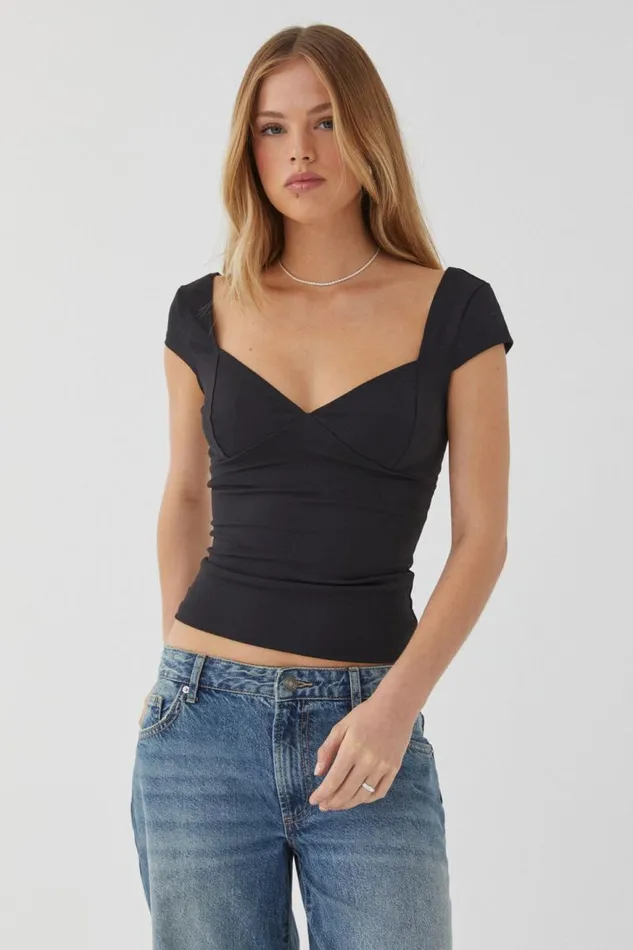 Clothing Supr T Shirts Jainie Sweetheart Top Black