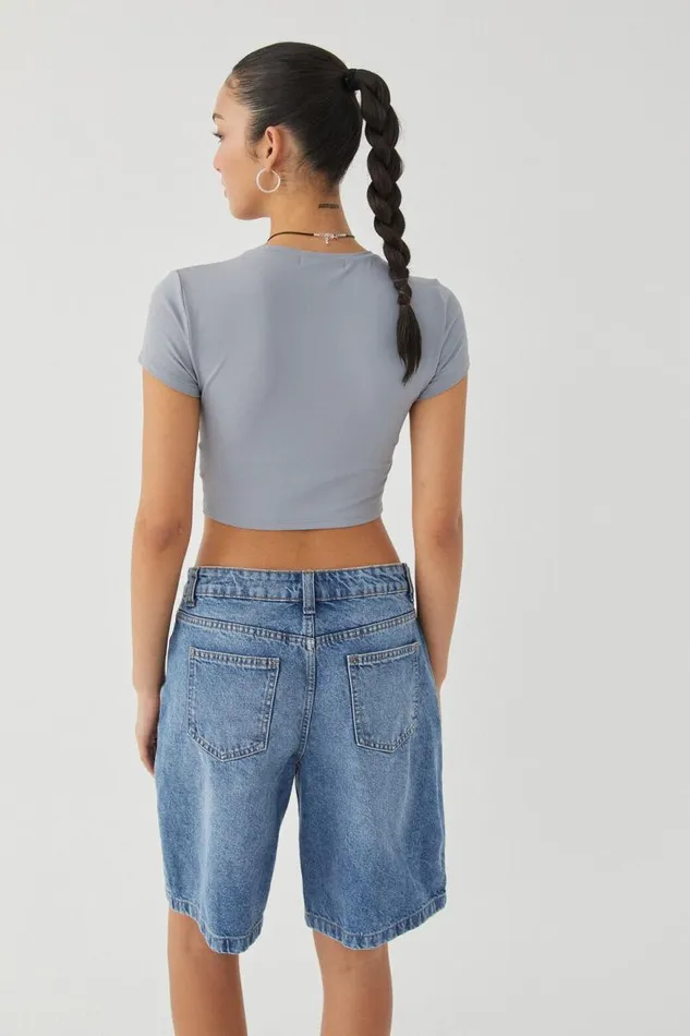 Clothing Supr T Shirts Luxe Cropped Short Sleeve Top Moonlight Grey