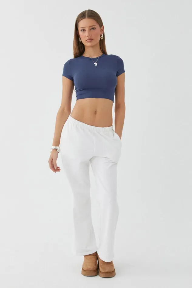 Clothing Supr T Shirts Luxe Cropped Short Sleeve Top Oxford Navy