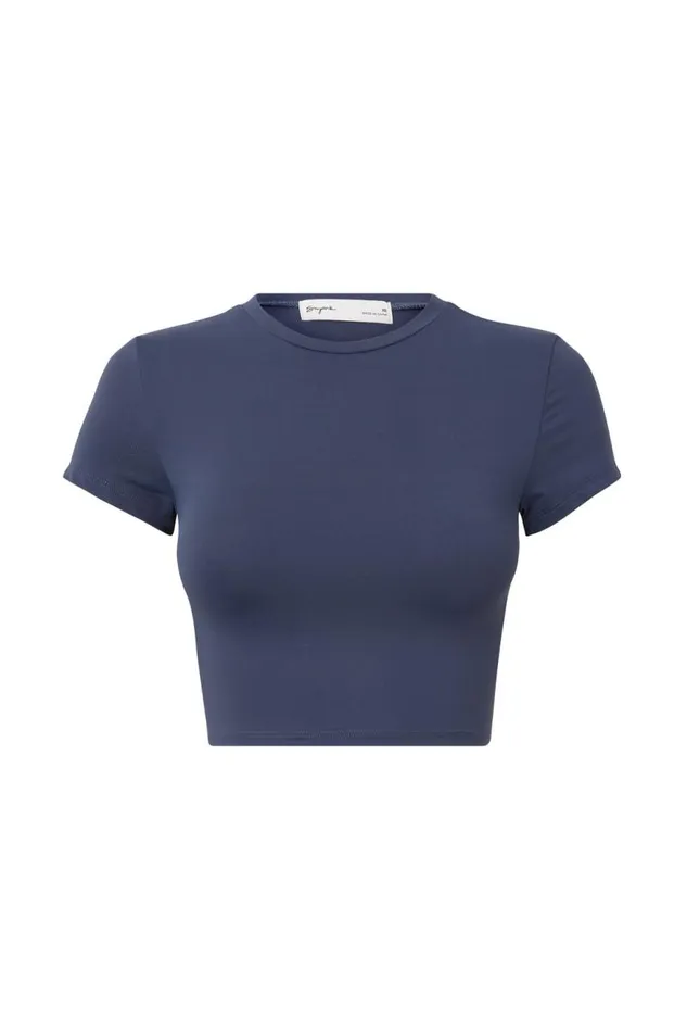 Clothing Supr T Shirts Luxe Cropped Short Sleeve Top Oxford Navy