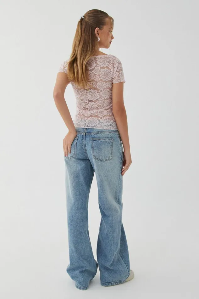 Clothing Supr T Shirts Tessa Lace Tee Gloss Pink