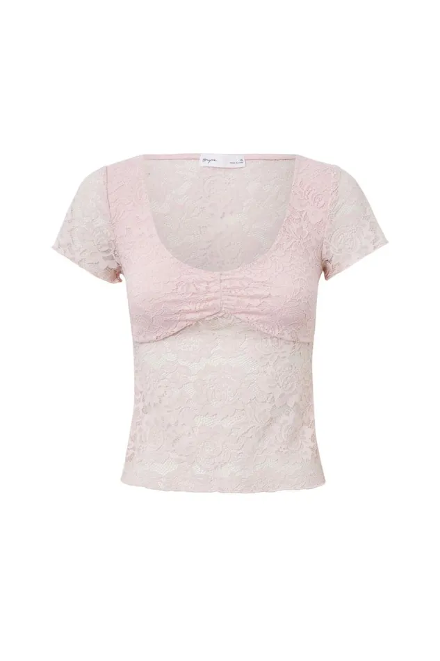 Clothing Supr T Shirts Tessa Lace Tee Gloss Pink