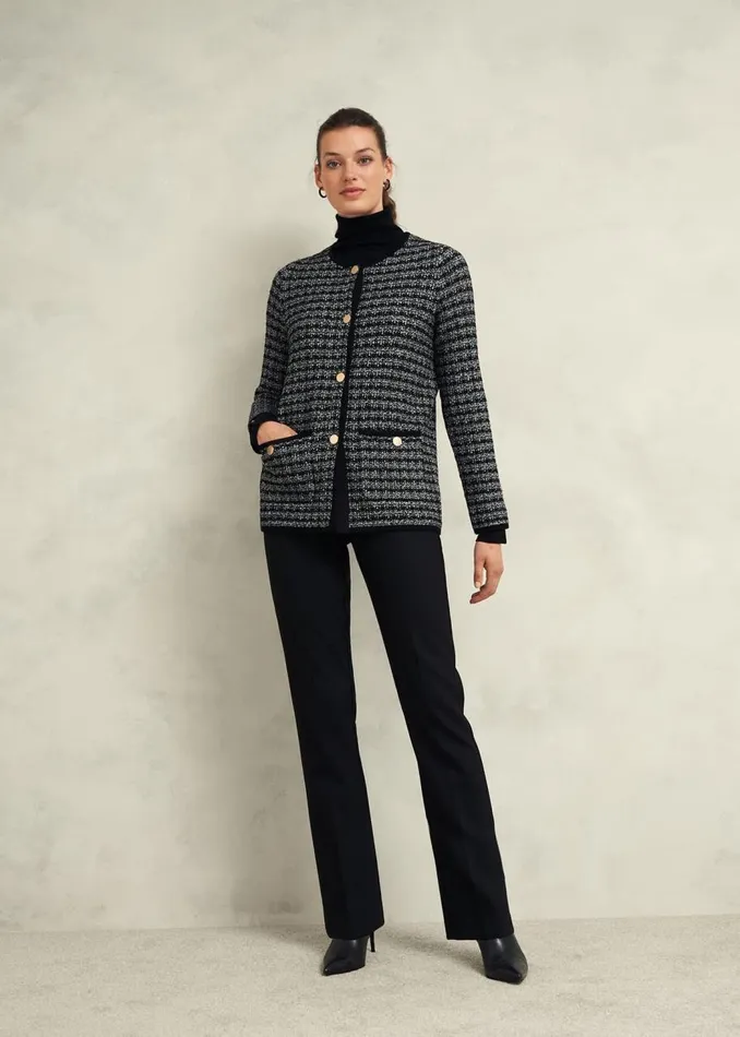 Coats and Jackets Women HOBBS Dita Knitted Coatigan Black Ivory
