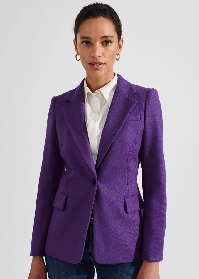 Coats and Jackets Women HOBBS Jess Wool Jacket Indigo Purple
