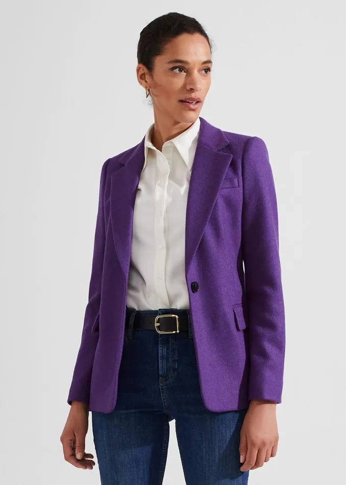 Coats and Jackets Women HOBBS Jess Wool Jacket Indigo Purple