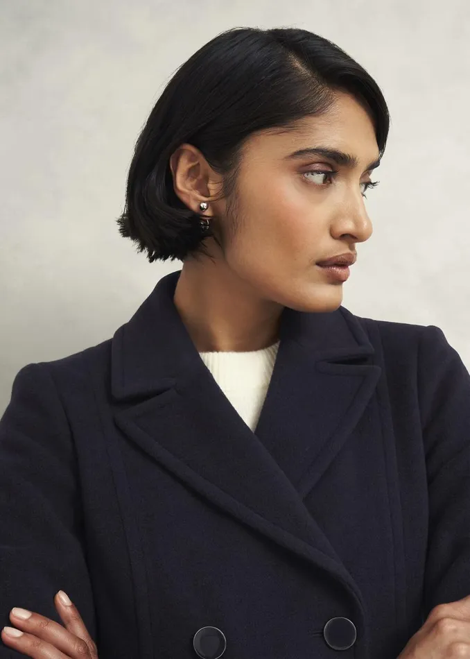 Coats and Jackets Women HOBBS Marlene Wool Blend Coat Navy