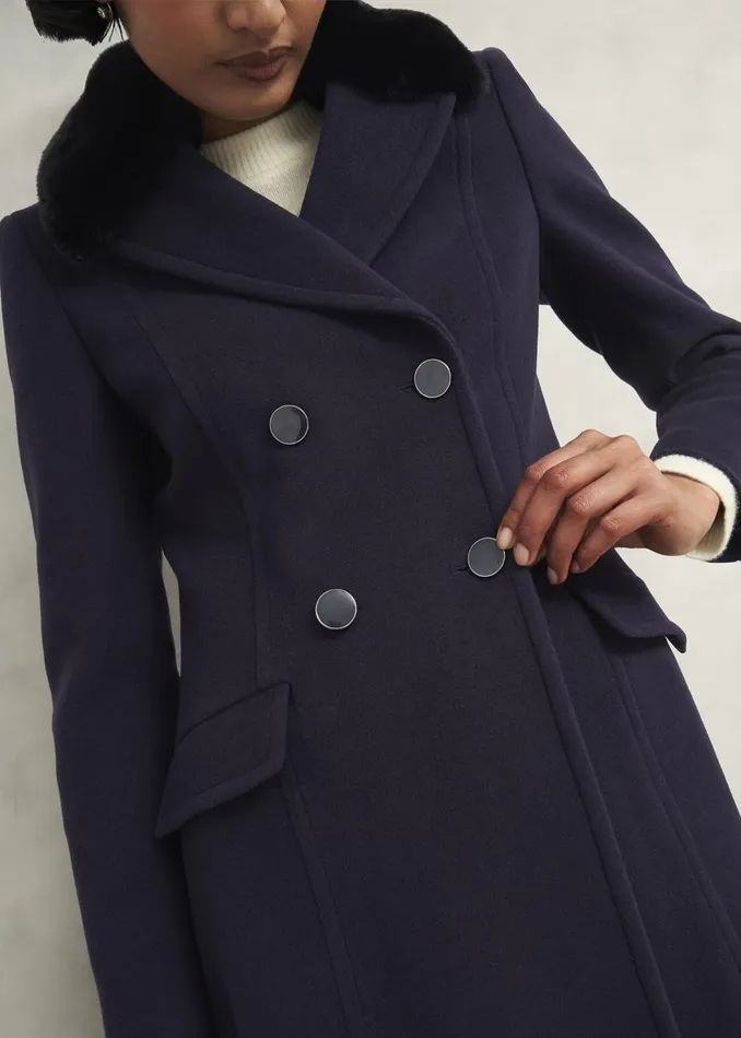 Coats and Jackets Women HOBBS Marlene Wool Blend Coat Navy