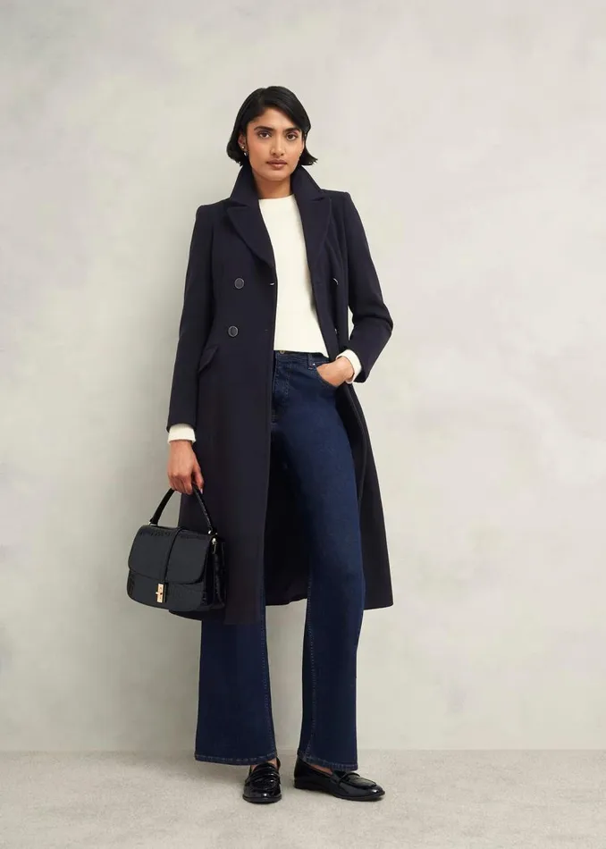 Coats and Jackets Women HOBBS Marlene Wool Blend Coat Navy