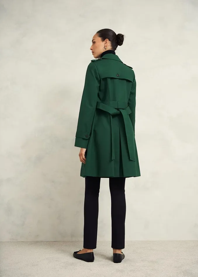 Coats and Jackets Women HOBBS Petite Saskia Shower Resistant Trench Coat Bay Green