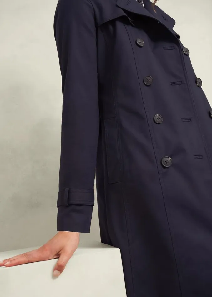 Coats and Jackets Women HOBBS Saskia Shower Resistant Trench Coat Navy