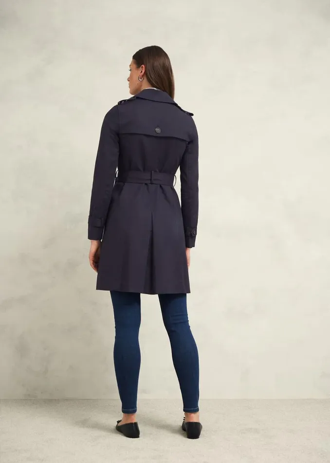 Coats and Jackets Women HOBBS Saskia Shower Resistant Trench Coat Navy