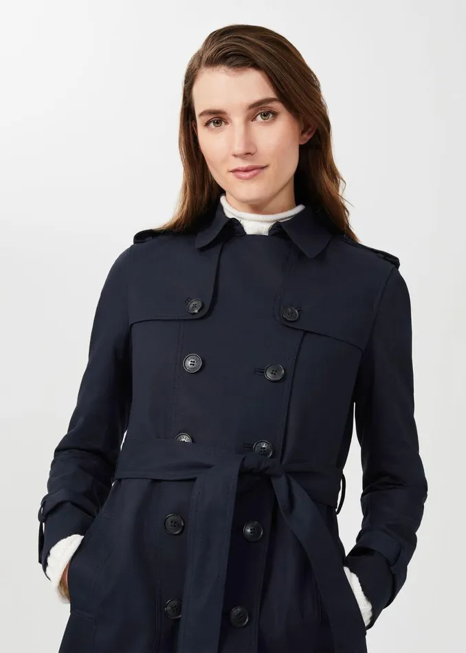 Coats and Jackets Women HOBBS Saskia Water Resistant Trench Coat Navy