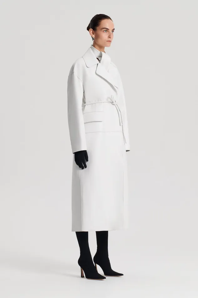 Coats Women Scanlan Theodore LEATHER BONDED TRENCH WHITE Coats Women Scanlan Theodore LEATHER BONDED TRENCH WHITE
