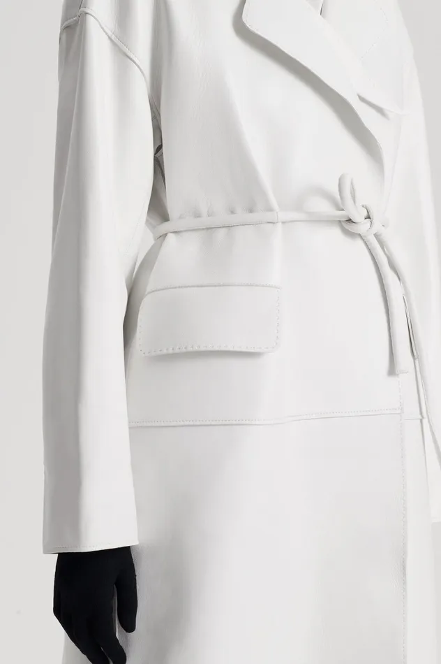 Coats Women Scanlan Theodore LEATHER BONDED TRENCH WHITE Coats Women Scanlan Theodore LEATHER BONDED TRENCH WHITE