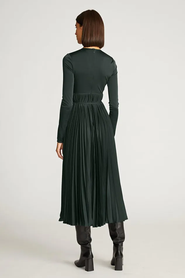 Cocktail Women Halston Doreen Dress In Gloss Jersey Dark Khaki